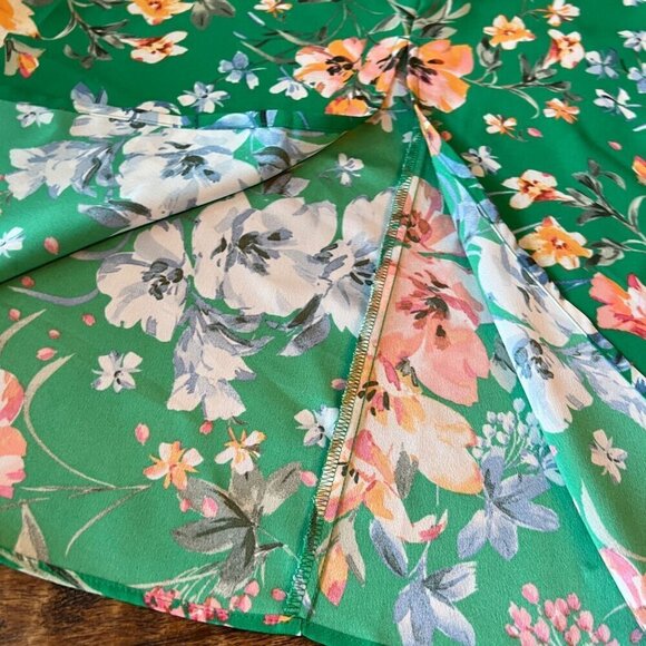 LOFT Green Floral Midi A-Line Skirt Sz6 - Picture 4 of 10